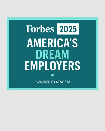 Home page format of Forbes Dream Employers 2025 logo