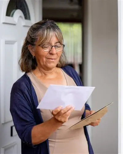 Woman looking at mail