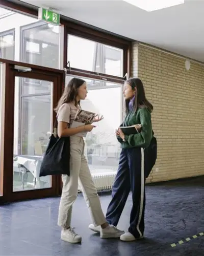 Students talking in hallway