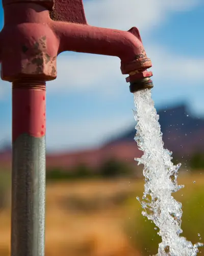 Water flowing from an outdoor spigot