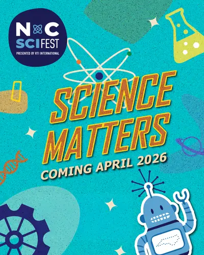 blue graphic that says "science matters coming April 2026"