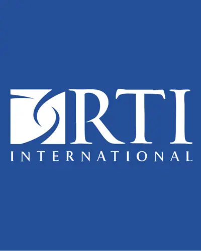 White RTI International Logo on Dark Blue Background