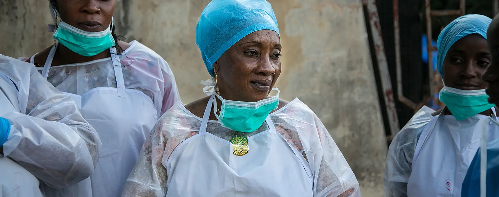 Women health workers receive training in triage practices.