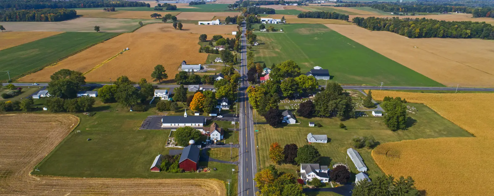 aerial view of farm land