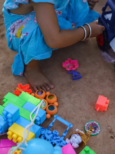 Child playing with toys