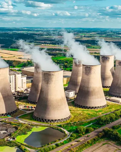 Drone view of Ratcliffe on Soar Power Station in Nottinghamshire