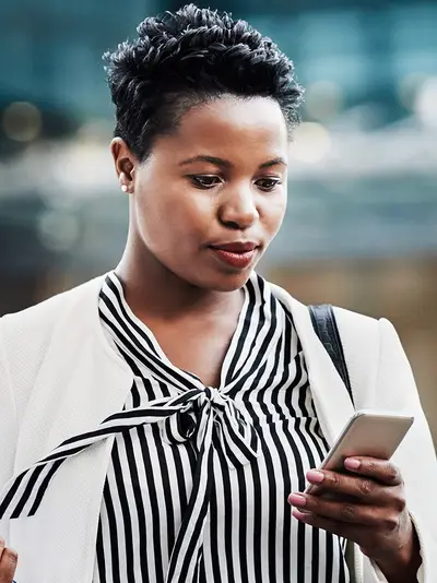 Woman looking at cell phone