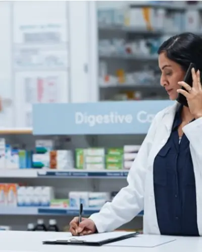 pharmacist communicating with physician about prescription opioids