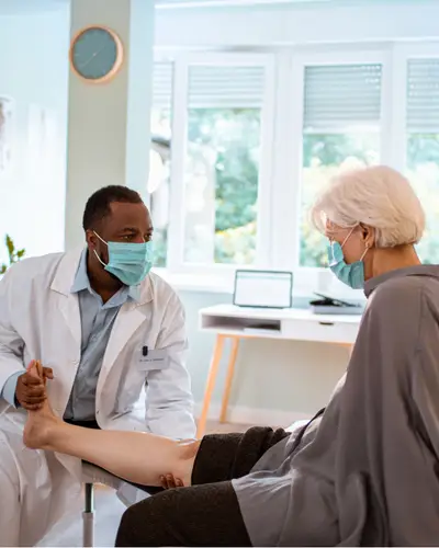 Doctor consults patient