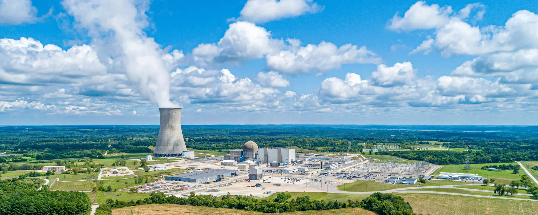 Callaway Nuclear Plant under a blue sky in Missouri. Photo by Michael Gattorna