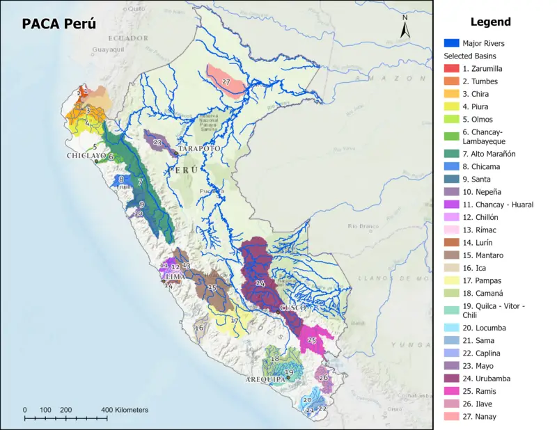 Map of Peru water basins