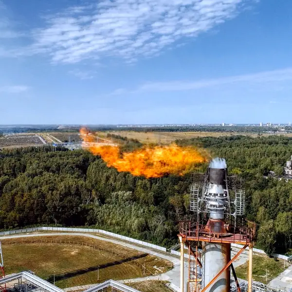 Fire coming out of an industrial chimney 