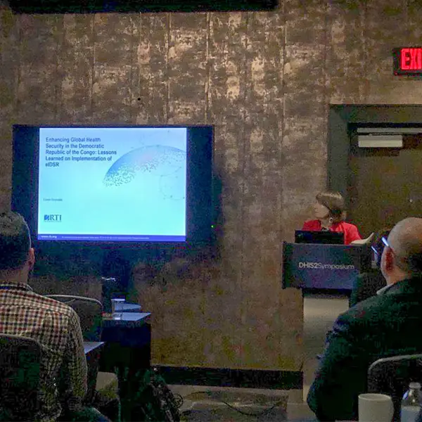 Eileen Reynolds presents about RTI’s work using DHIS2 helping to detect disease outbreaks in the Democratic Republic of the Congo.