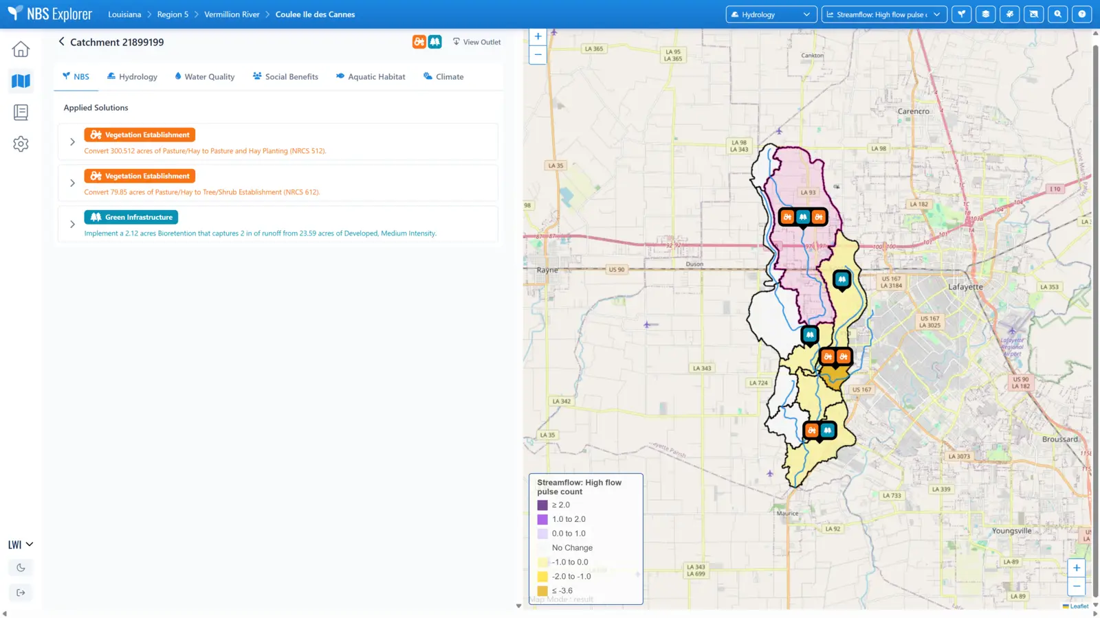 Screen shot of RTI's Nature-Based Solutions Explorer