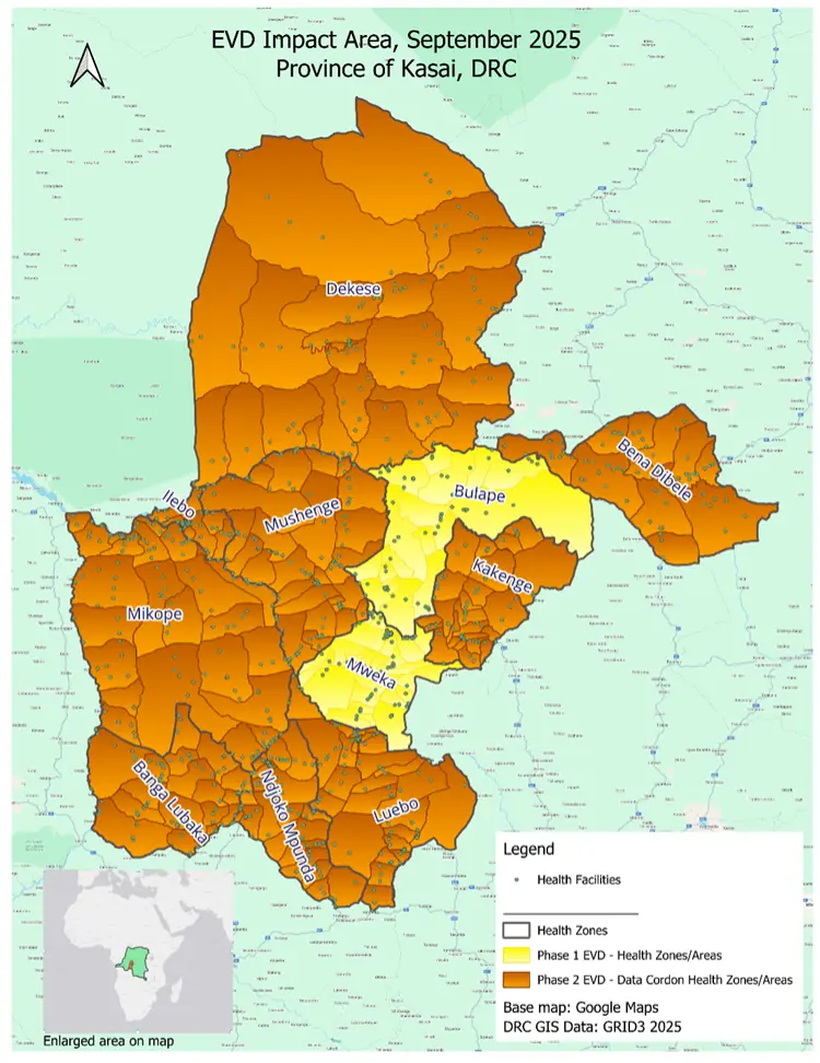 Map of outbreak areas