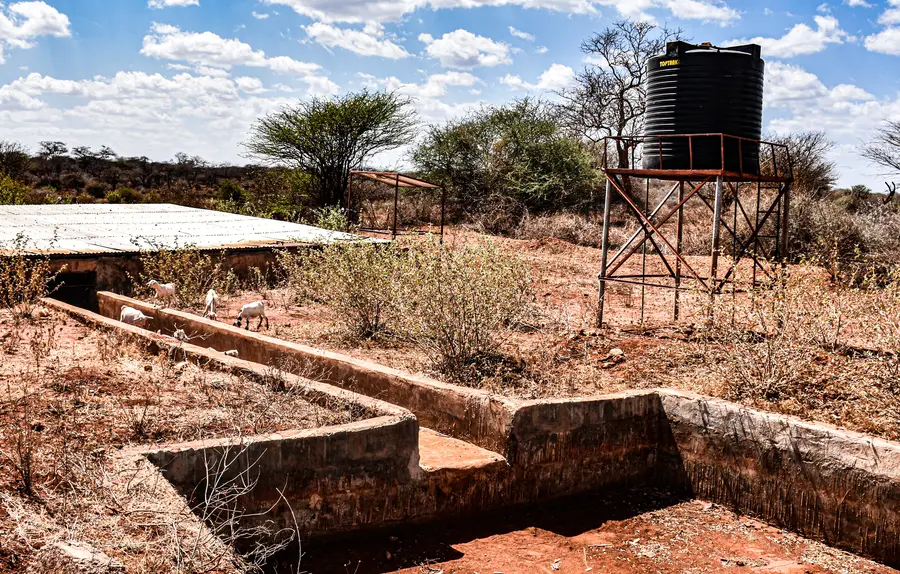 Photo of a water duct in a dry landscape