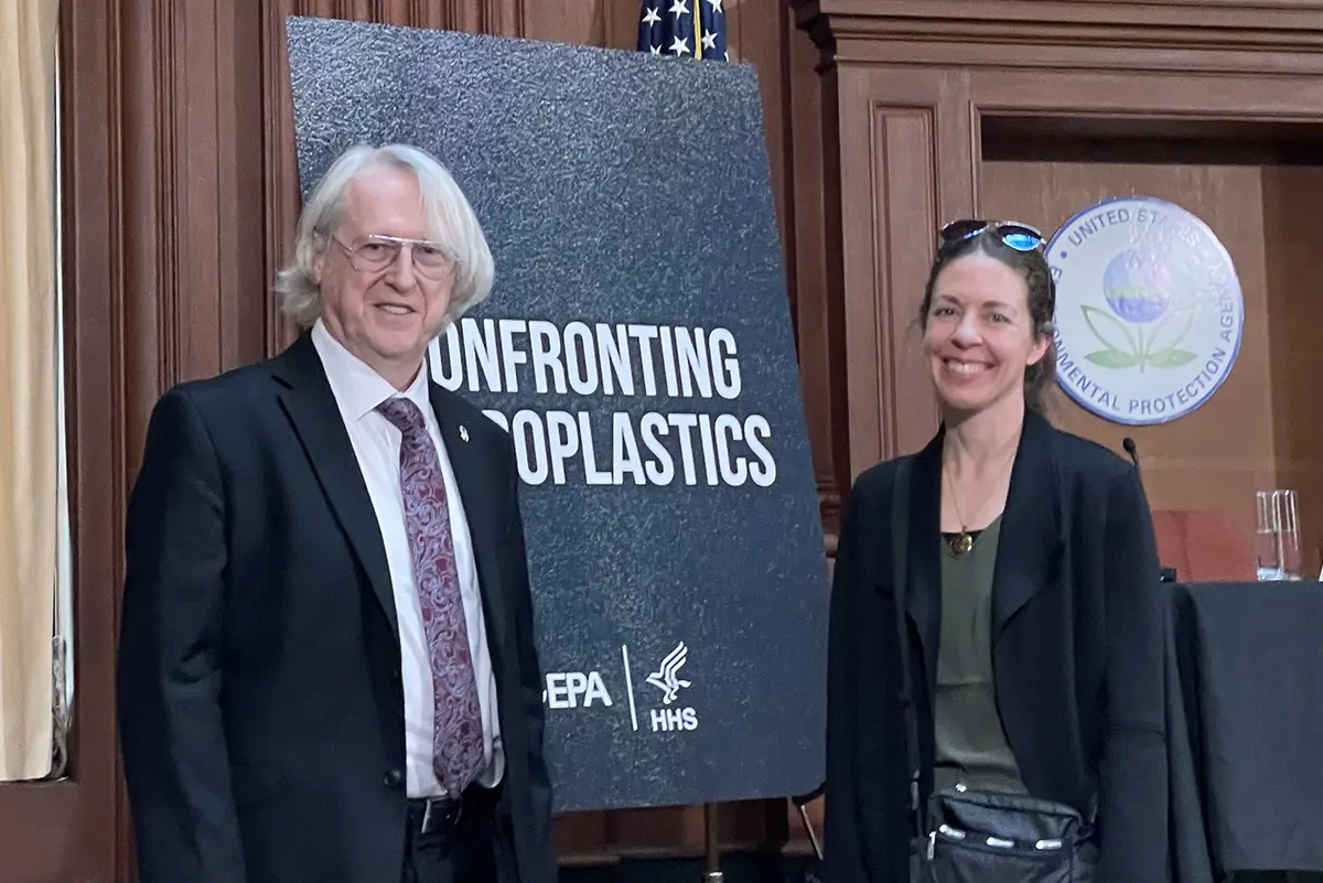 Timothy Fennell and Leah Johnson attending press conference