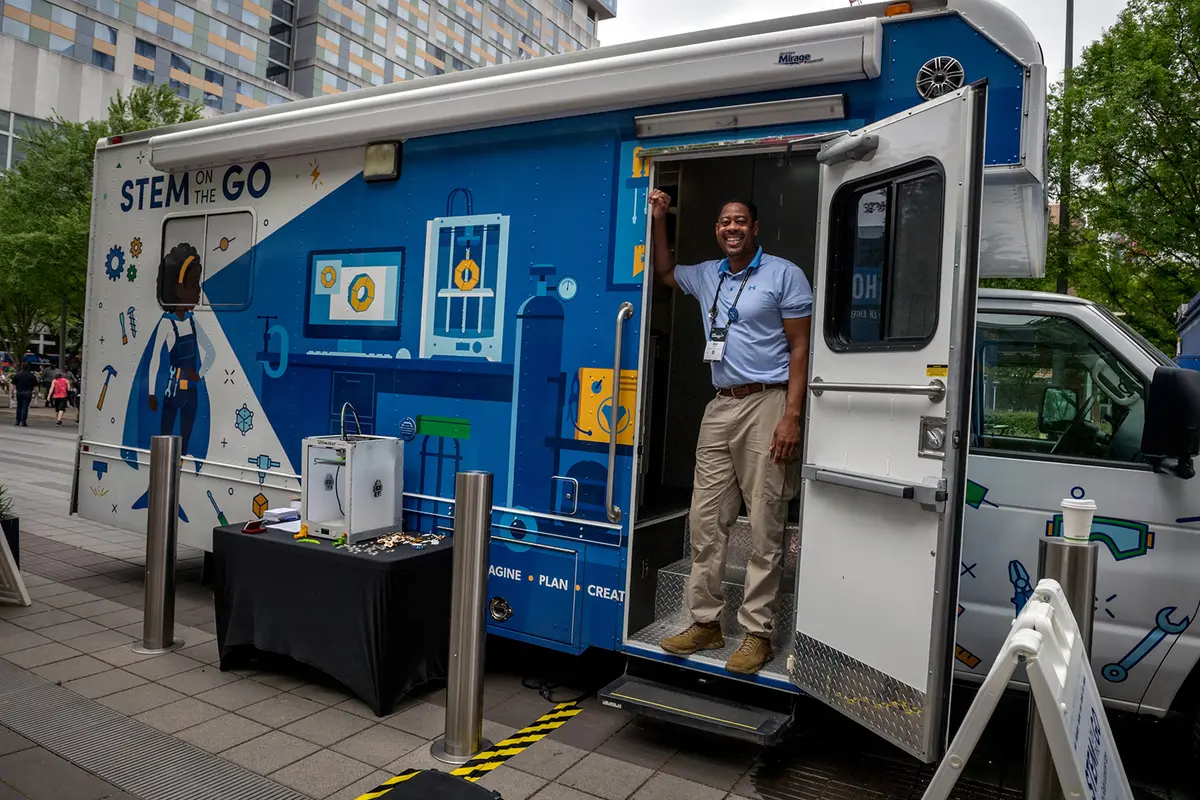 The Stem on the Go van provides educational activities for K-12 students.