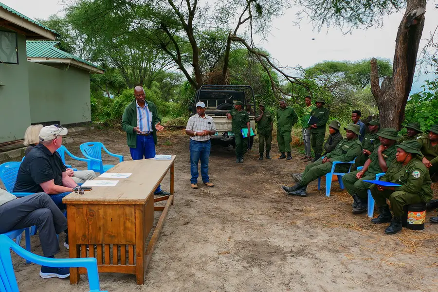 Scout rangers presenting on their patrol experiences in Tanzania, June 2023