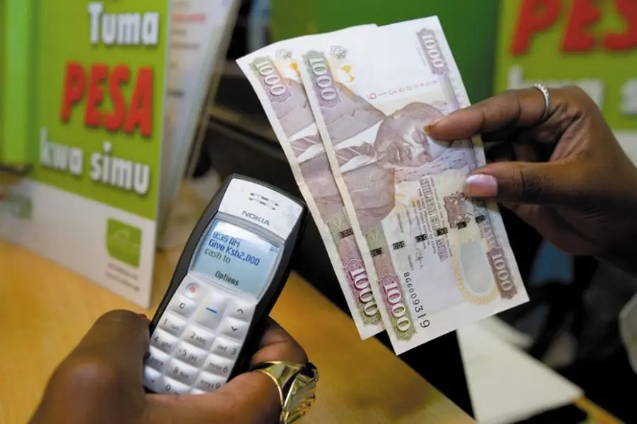 A mobile phone payment system used in Kenya.