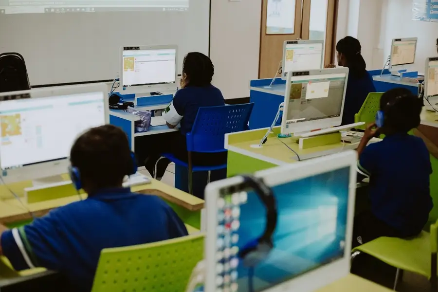 Children looking at computer screens