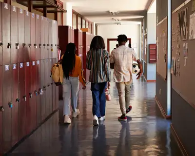 High school students in hallway
