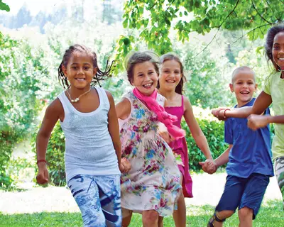 Children running outside