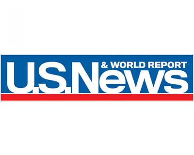 U.S. News & World Report logo in blue, white, and red.