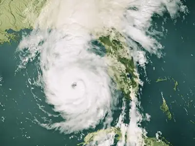 Satellite view of Hurricane Helene over the coast of Florida
