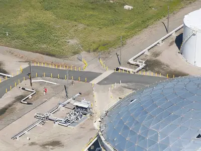 Aerial view of a natural gas storage facility