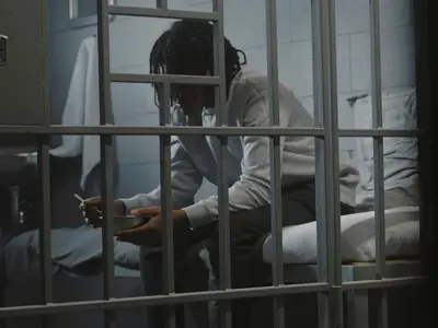 Person behind bars in prison