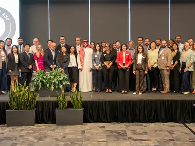 G20 working group participants take a group photo