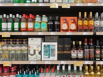 Spirits on store shelf