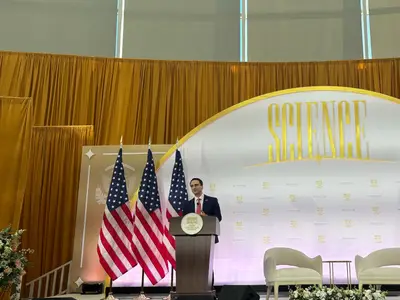 Michael Kratsios, director of the White House Office of Science and Technology Policy, speaks at the White House summit on Oct. 8
