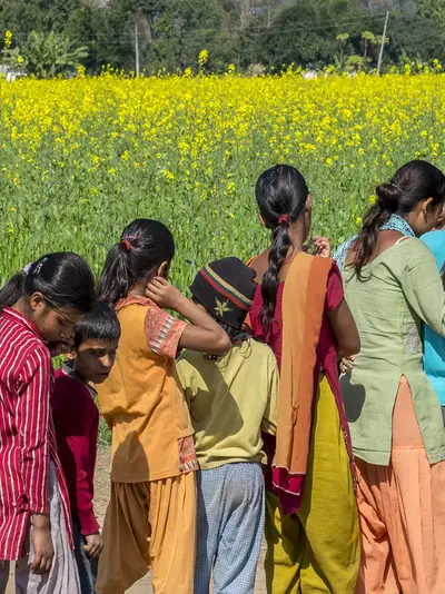 Women and girls standing in a line