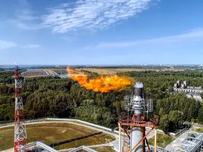 Fire coming out of an industrial chimney 