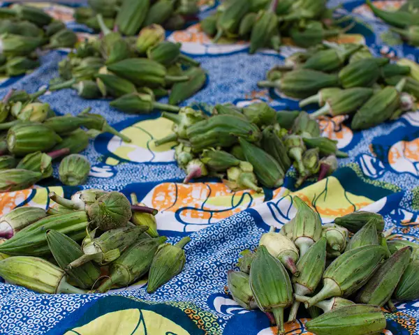 Photo of harvested okra in a Liberian market