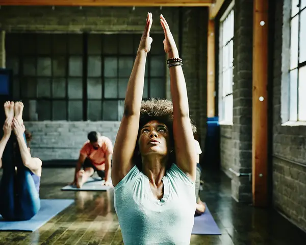 People attending a yoga class