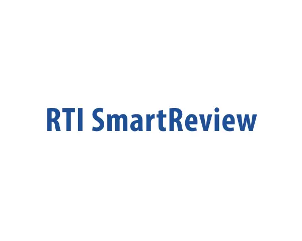 Text "RTI SmartReview" centered in blue font on a plain white background.