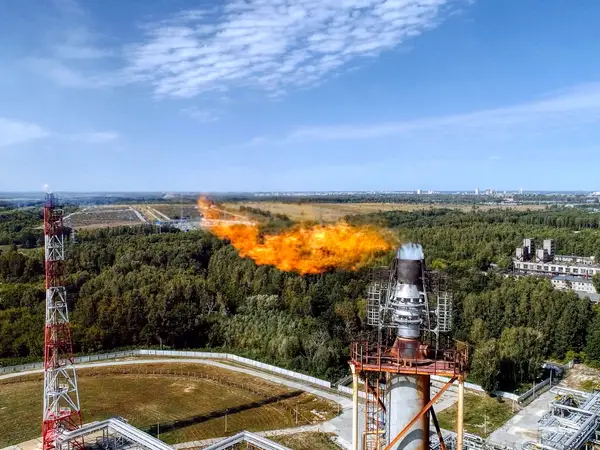 Fire coming out of an industrial chimney 