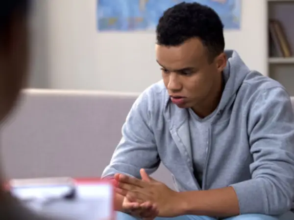 Young person in one-on-one meeting