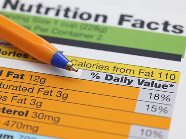 close-up of a nutrition label